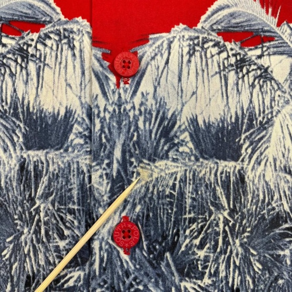 Vintage Southpole Mens XL Red Palm Tree Hawaiian Button Down Shirt Streetwear - Picture 6 of 9